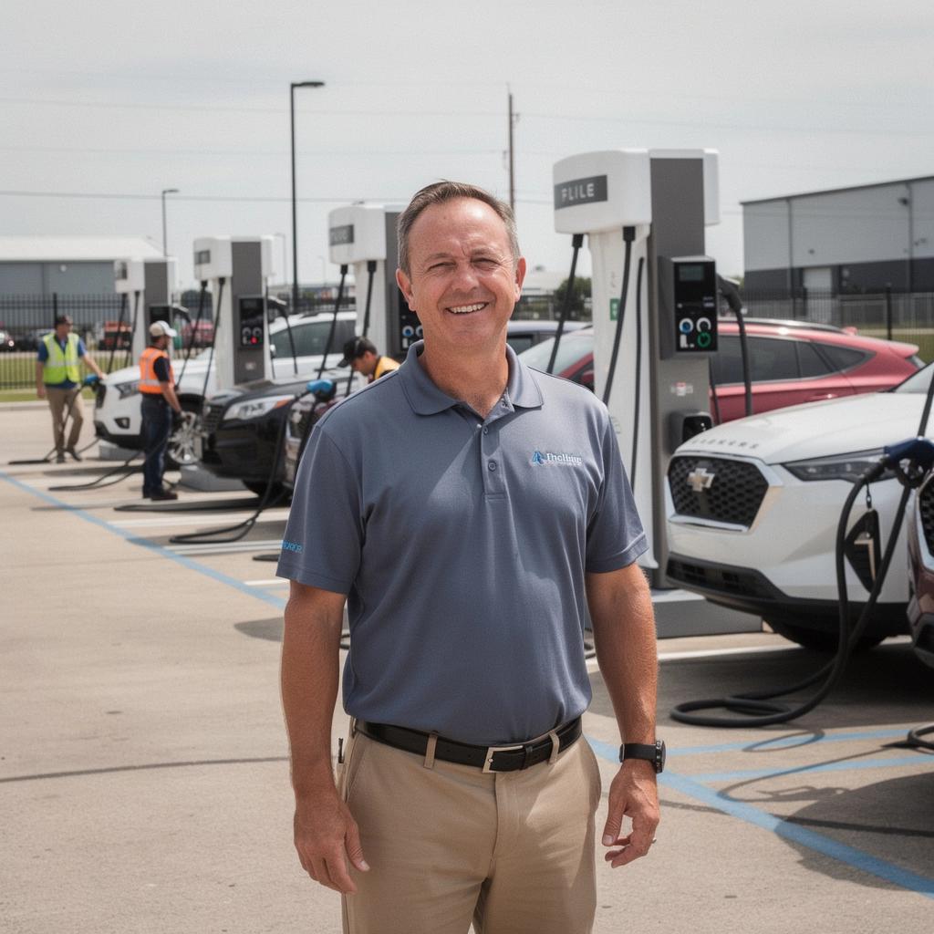 Sicht auf eine moderne Ladestation für Elektro-Nutzfahrzeuge